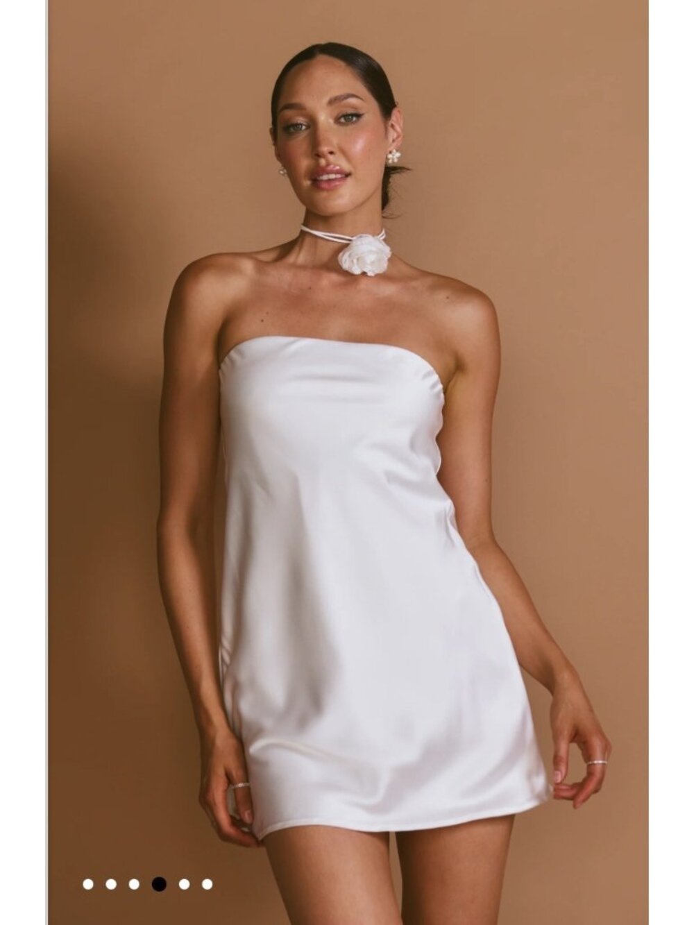 Show Me Your Mumu Taylor Tube Mini Dress Ivory Luxe Satin Size Small